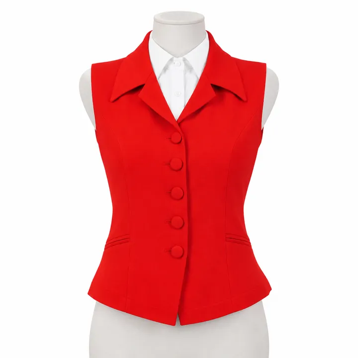 Vest Nữ Đỏ Tươi – Gilet Dáng Dài
