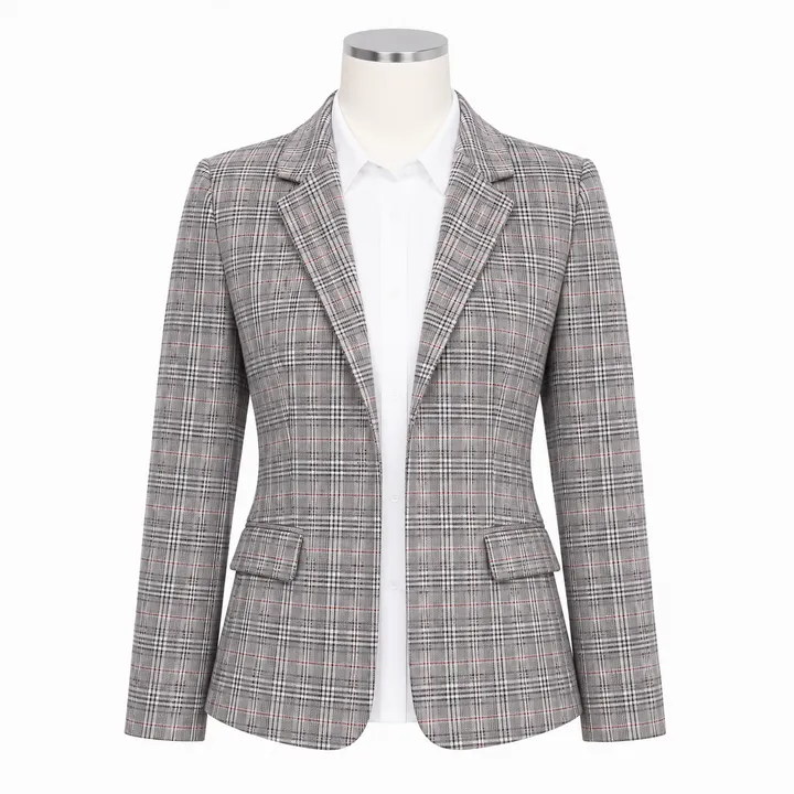 Vest Nữ Xám Caro – Cổ V